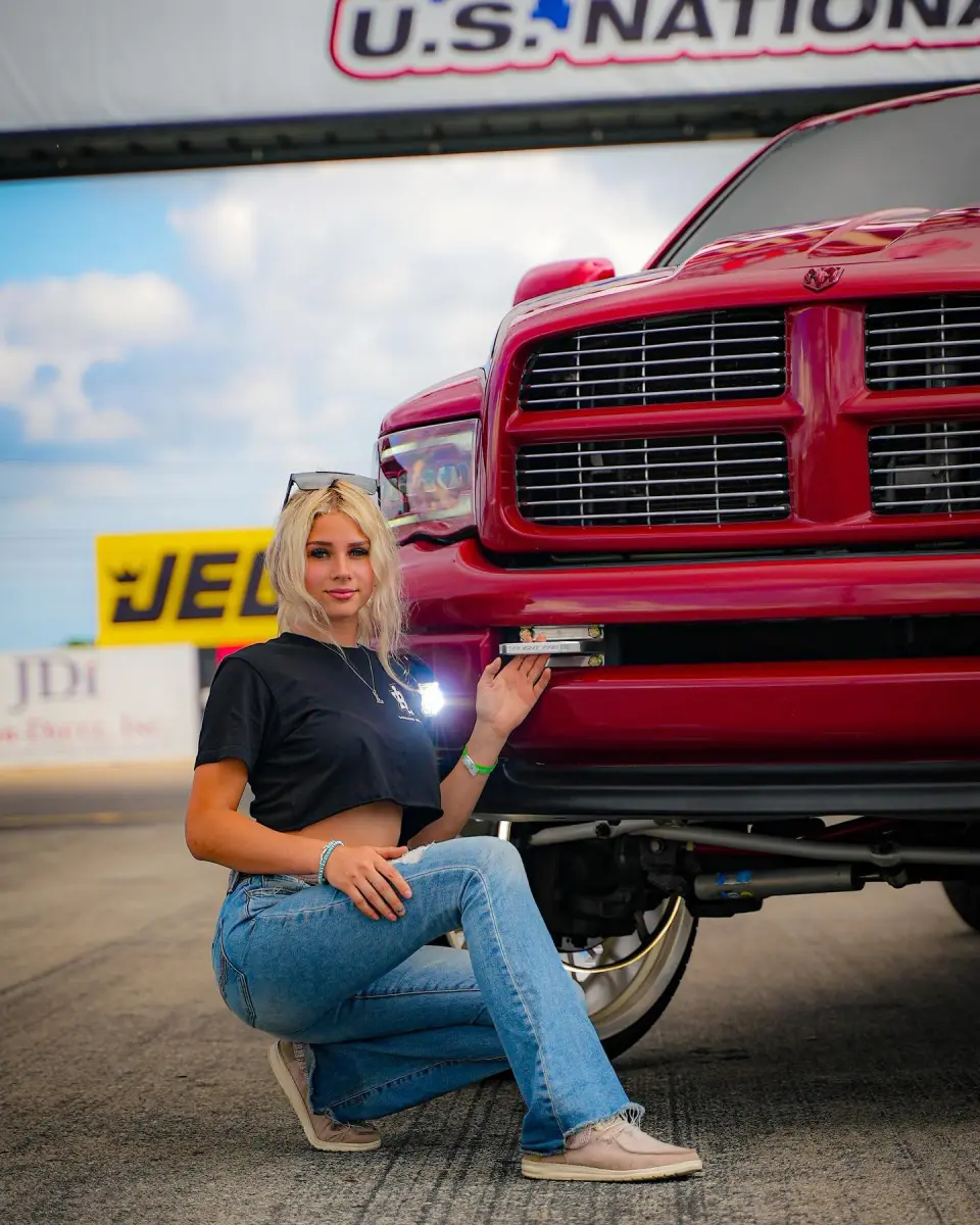Lindsay Bercosky, certified mechanic and TikTok star, working on a truck in Pennsylvania